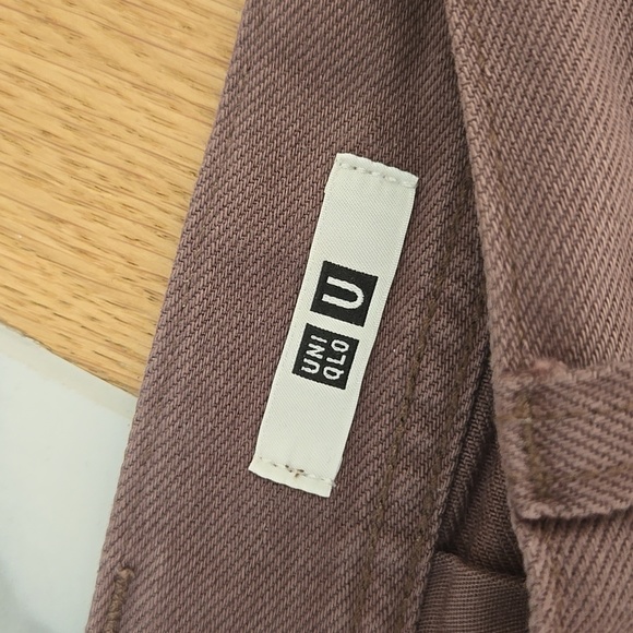 Uniqlo U Cropped Cut Wide Leg Jeans in Brown, Altered, GUC, Comfy Neutrals - Picture 3 of 6